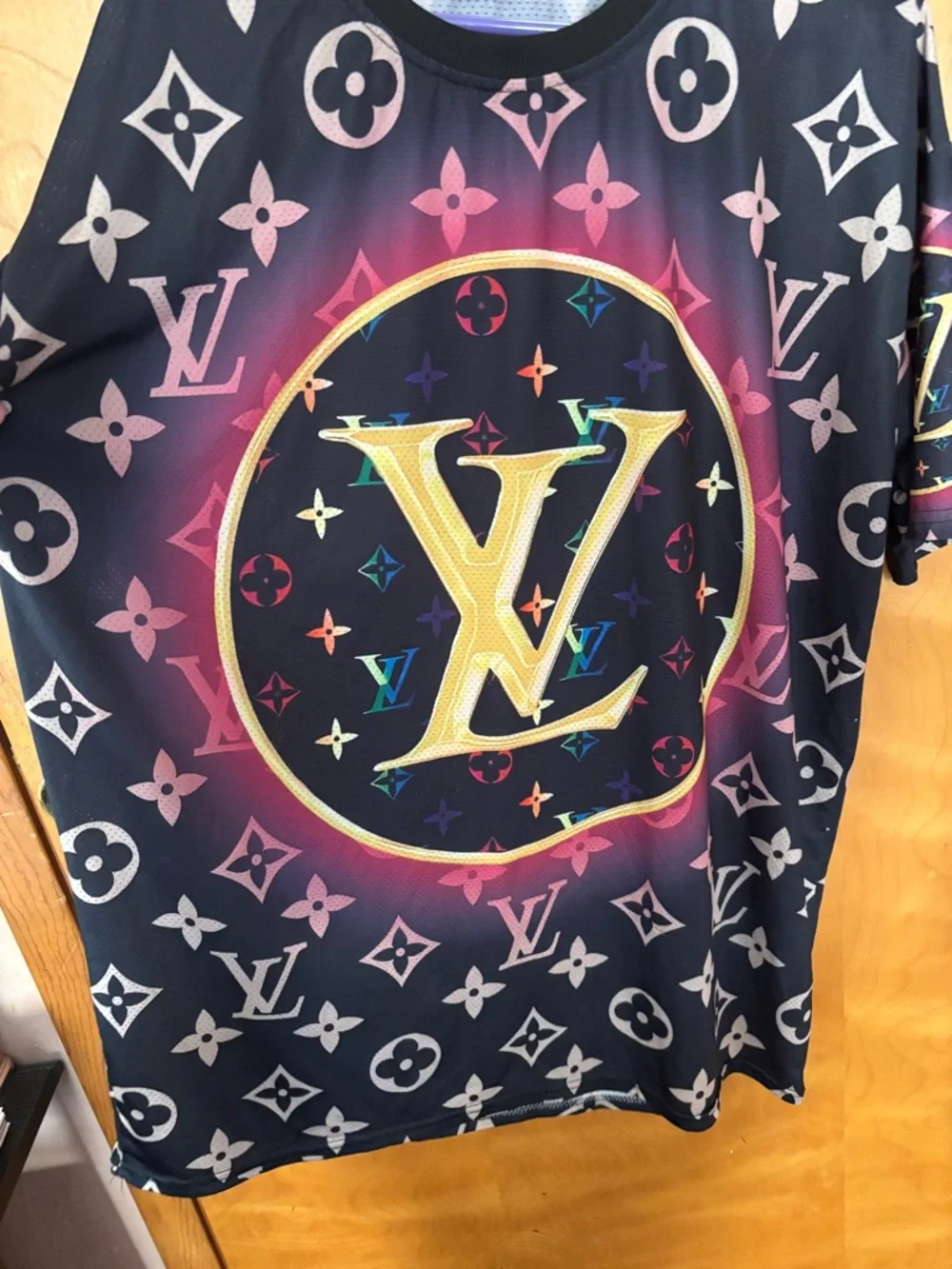Louis Vuitton Monogram Logo Graphic Tee - Black with Rainbow Accents - Picture 2 of 3